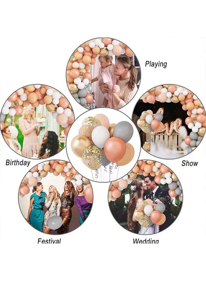 Zeemey 129-pcs  Rose Gold White color Latex Decorative Balloon Arch Garland Set - Perfect for Graduation Baby Shower Wedding Birthday Bachelorette Party Backdrop Decoration - Suitable for Indoor and Outdoor - Image 4