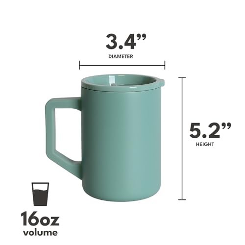 Elemental Insulated Coffee Mug TripleWall Stainless Steel Summit Travel Cup for Hot and Cold Drinks Thermal Coffee Mug with Lid and Handle for Camping Office Travel 16oz Sage - Image 3