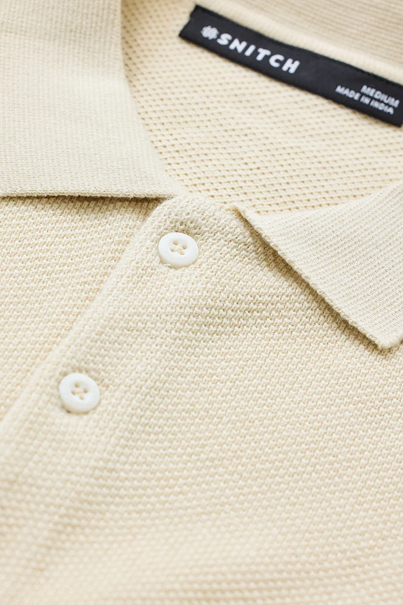 SNITCH قميص بيج بقصة ضيقة محبوك مسطح