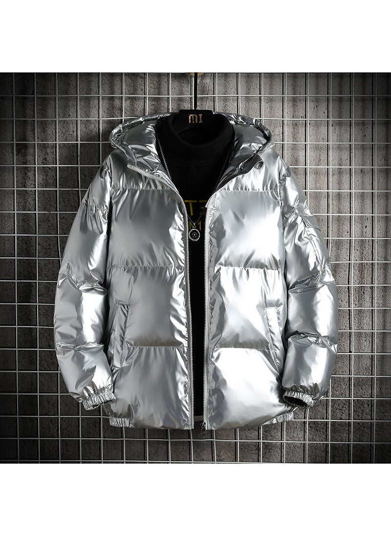 Generic - Shiny Puffer Down Jacket Mens Hooded Korean Style Cool Silver - Image 1