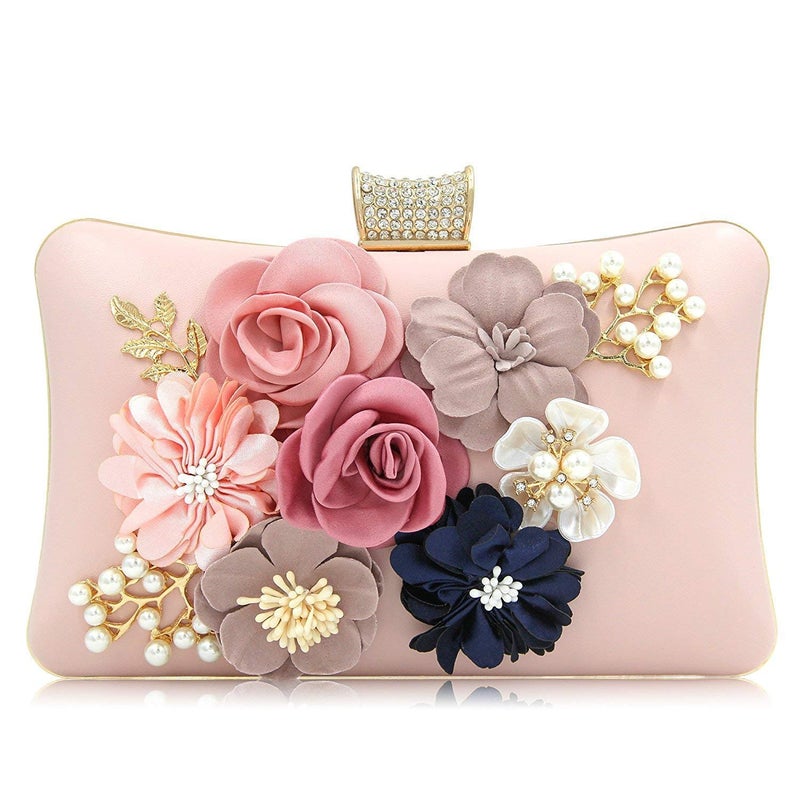 INOVERA (LABEL) Women's Floral Evening Clutch Ladies Party Wedding Purse Bag (Rose Gold) - Image 5