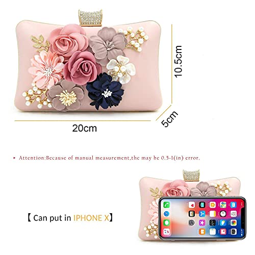 INOVERA (LABEL) Women's Floral Evening Clutch Ladies Party Wedding Purse Bag (Rose Gold) - Image 2