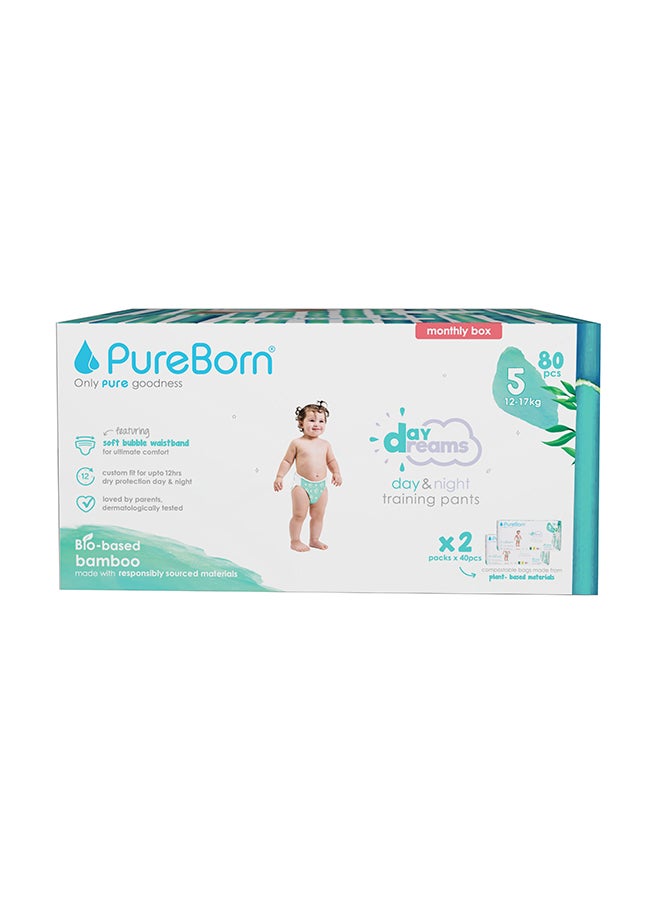 PureBorn حلم النهار والليل حجم 5 بنطلونات عبوة رئيسية 80 عدداً - Image 2