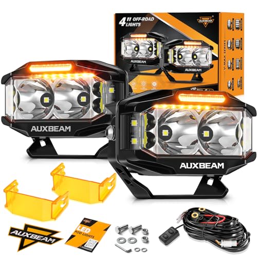 Auxbeam VMAX Series LED Light Pod 270 Side Shooter LED Offroad Lights with Amber DRL 4 Inch Auxiliary Ditch Light for Truck ATV Jeep Ford - Image 1