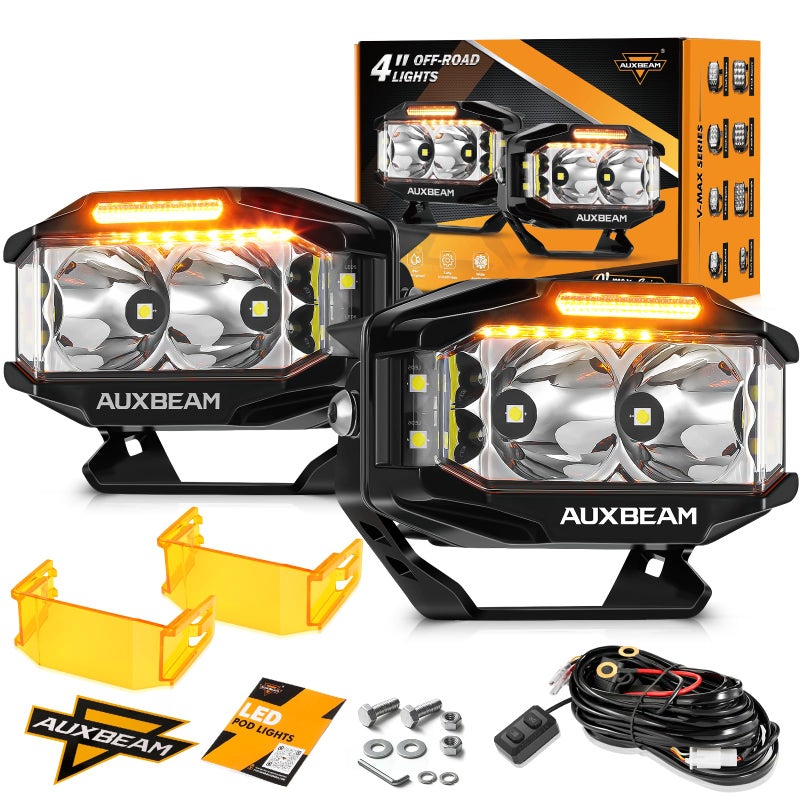 Auxbeam VMAX Series LED Light Pod 270 Side Shooter LED Offroad Lights with Amber DRL 4 Inch Auxiliary Ditch Light for Truck ATV Jeep Ford - Image 2