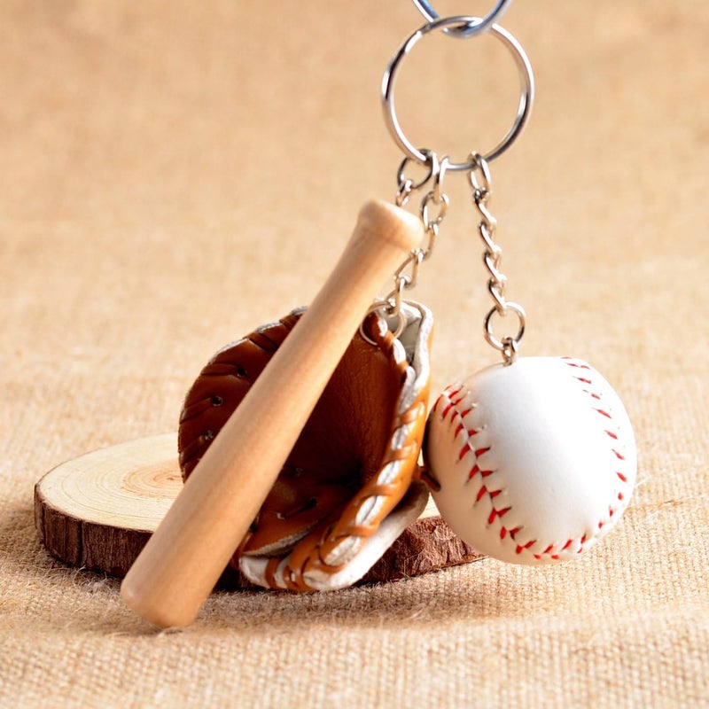 COSTOYFUN Mini Cute Soccer Keychain Bowling Tennis Baseball Keychain for Men Women Boys Girls Gift, Baseball, One size - Image 2