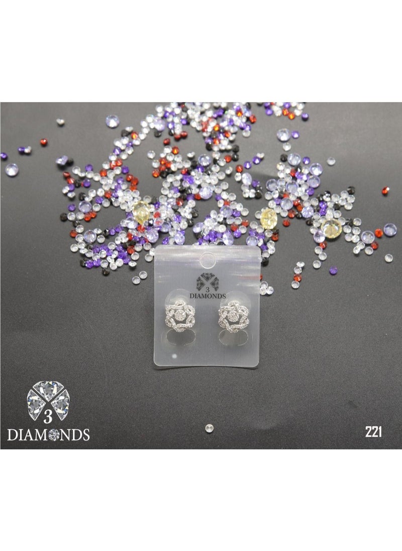 3Diamonds - 3diamond Platinum Plated Earring For Women Cubic Zircon Stone - Image 1