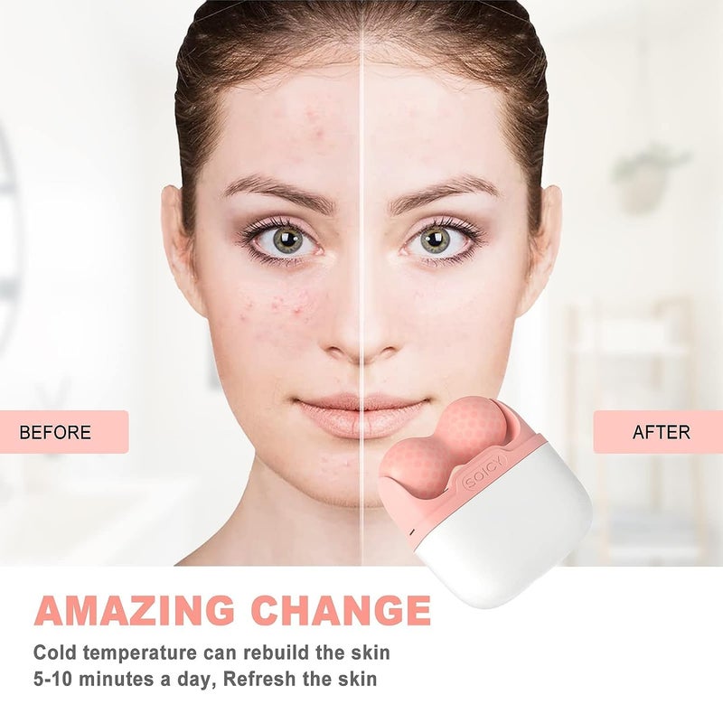 KORTELOZ KORTELOZ Ice Roller for Face and Eyes 2 Roller Facial Skin Care Tools Cold Face Ice Roller Massager to Relief Puffiness Migraine Pain Wrinkle Womens Gift 2in1 Multicolor  - Image 4