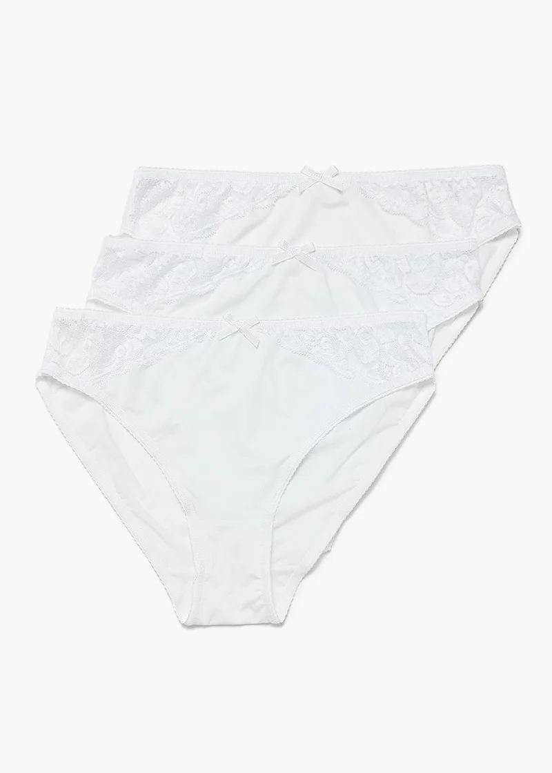 Matalan 3 Pack Micro Lace High Leg Knickers