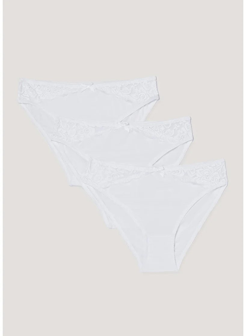 Matalan 3 Pack Micro Lace High Leg Knickers