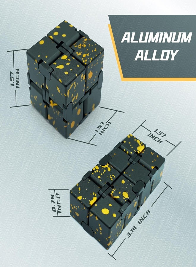 DOLASEV Infinity Cube, Stress Fidgets for Adults, Fidget Toys Adults Anxiety, Fidgets for Kids 8-12, Anxiety ADHD Fidget Toys (Black Yellow) - Image 2