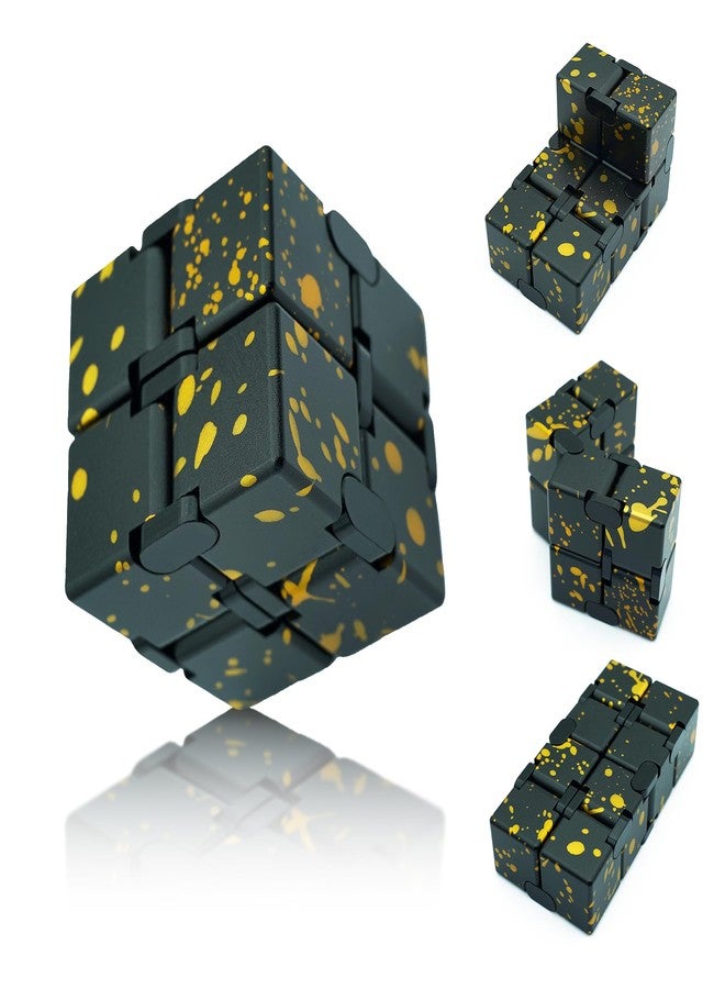 DOLASEV Infinity Cube, Stress Fidgets for Adults, Fidget Toys Adults Anxiety, Fidgets for Kids 8-12, Anxiety ADHD Fidget Toys (Black Yellow) - Image 1