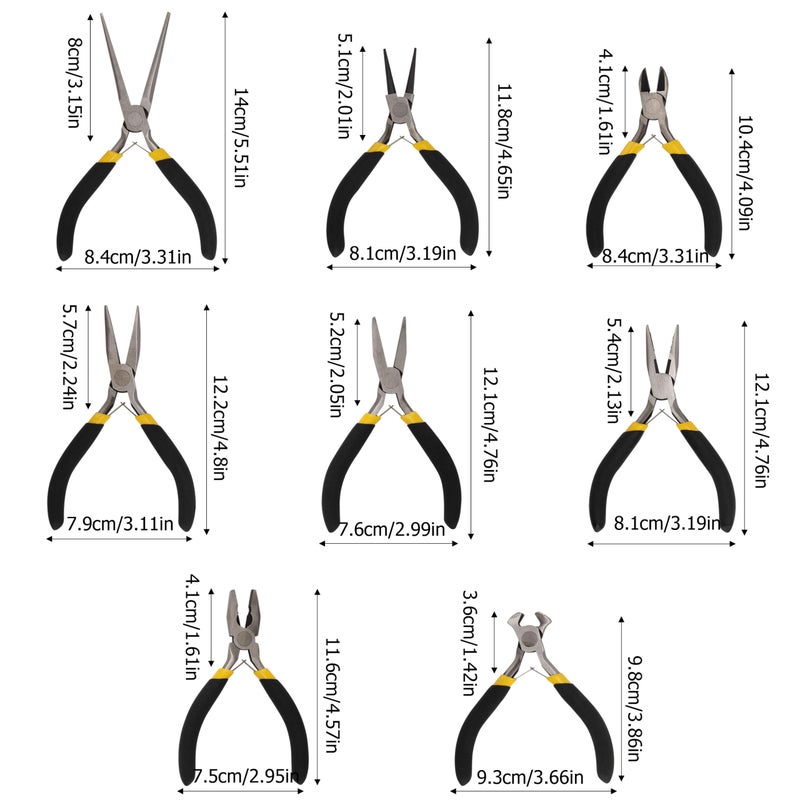 acDesign 8 Pack Jewelry Pliers Set Jewelry Making Pliers Tools Kit Include Needle Round Nose, Wire Cutters,Bent, End Cutting, Diagonal,Flat, Needle-nose,Long for Jewelry Making - Image 2