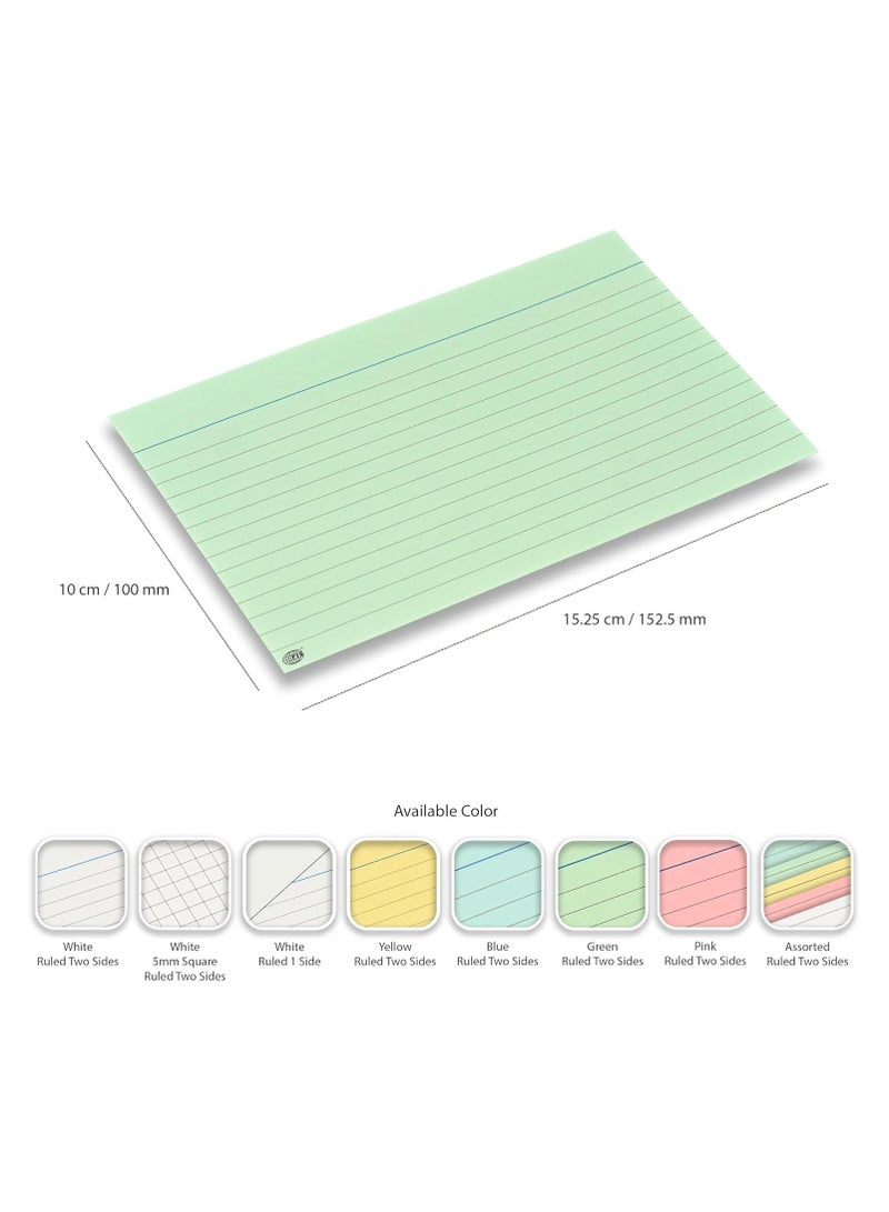 FIS® Ruled Record Cards or Index Cards, Size:6"x4" Inches (152x102mm), Two Sides Single Ruled, 240gsm, 100 Sheets Per Packet, Packet of 3 Pieces, Green Color-FSIC64GR-3 - Image 5