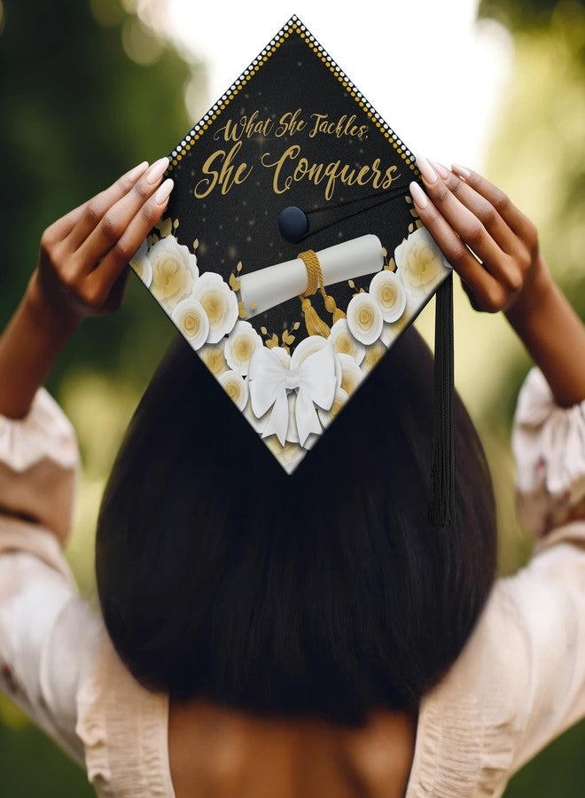 ADVANSYNC What She Tackles, She Conquers Graduation Cap Topper - Image 3