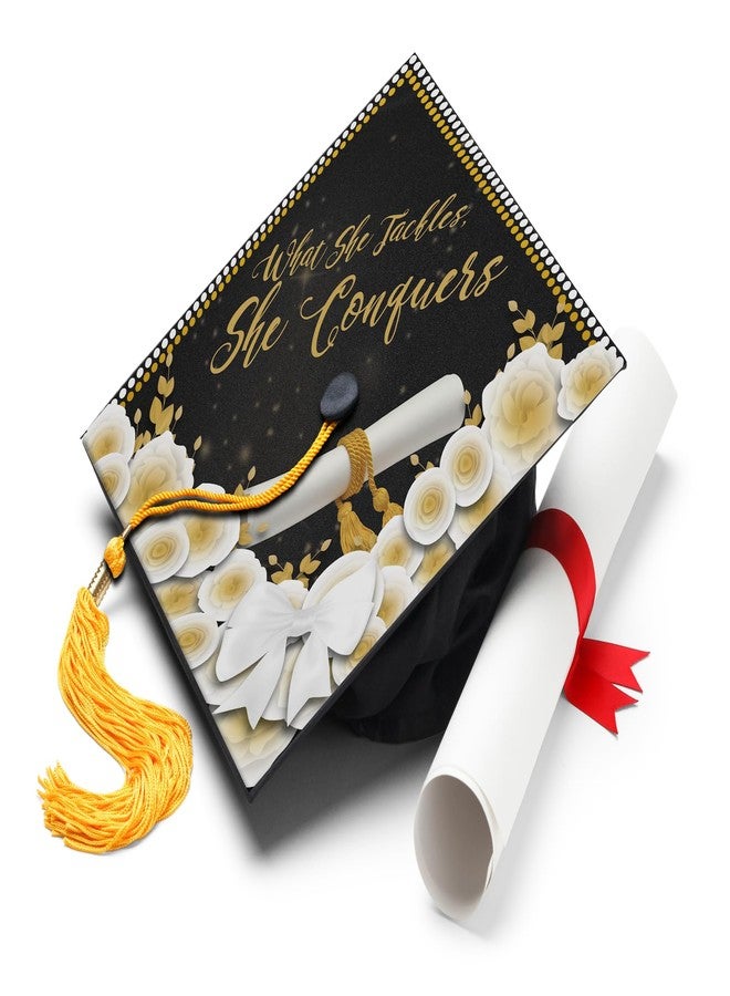 ADVANSYNC What She Tackles, She Conquers Graduation Cap Topper - Image 1