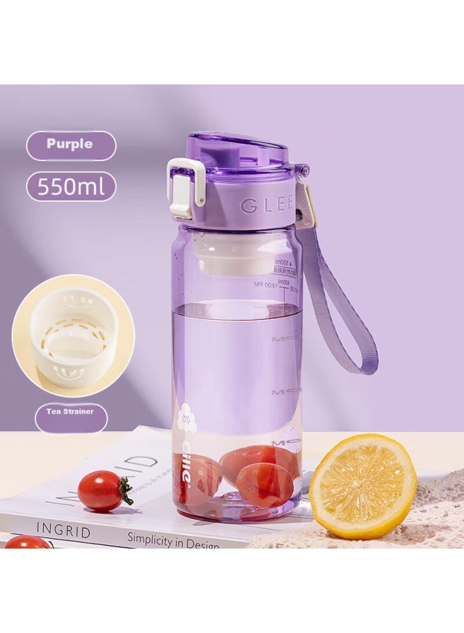 cille Xile Plastic Cup, Tritan Material Tea Cup, Sports Water Bottle For Men And Women, Student Cup With Filter, Vibrant Purple, 550ml - Image 5