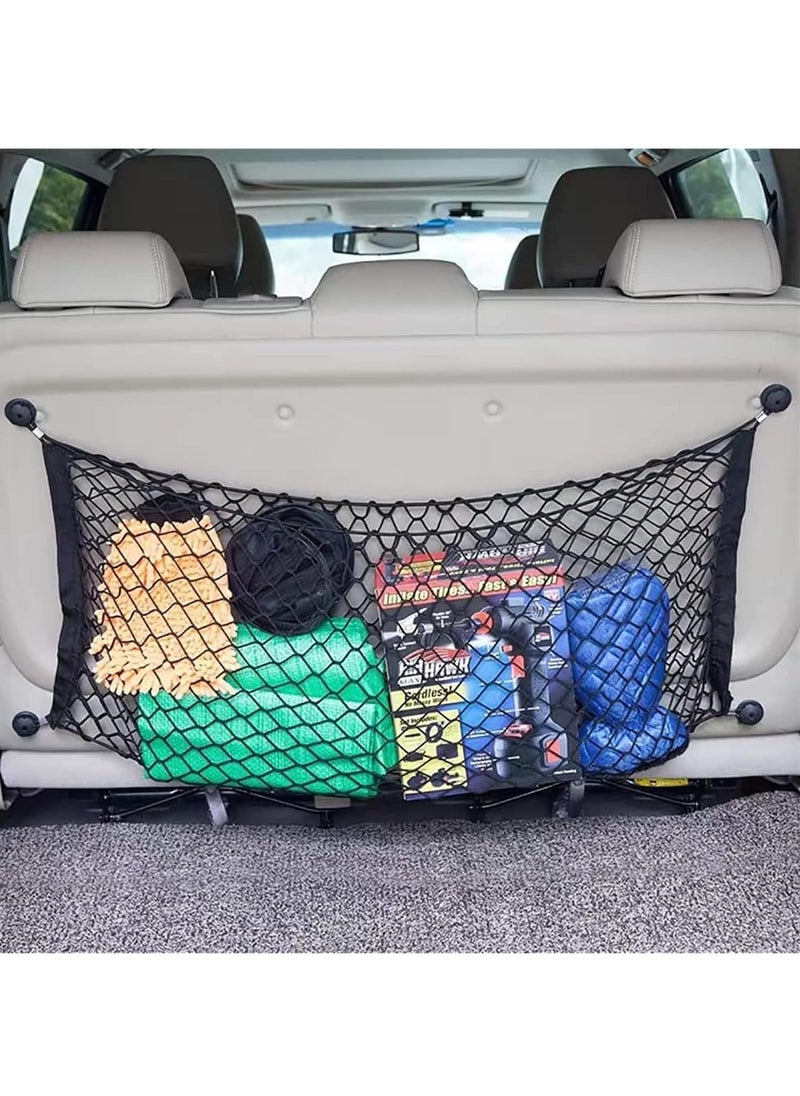 RATSAW 2Pcs Trunk Cargo Net  Cargo Net Trunk Bed Organizer with Hooks Multifunctional Double Layer Cargo Net Stretchable Adjustable Elastic Car Ceiling Cargo Net for SUVs Cars and Trucks  2Pcs Black  - Image 3