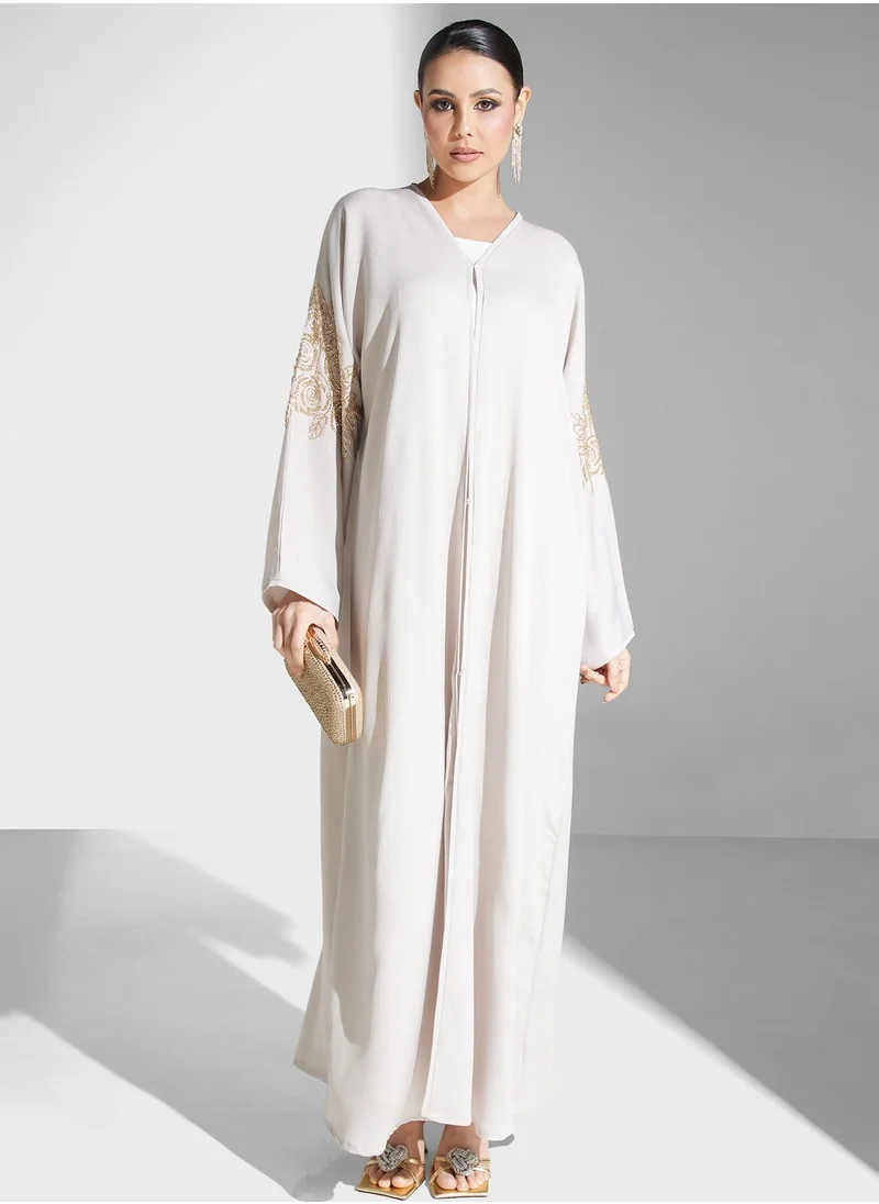 hayas closet Embellished Button Detail Abaya