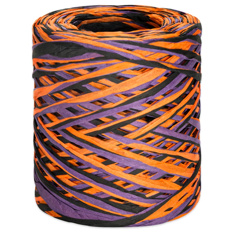 KINGLAKE KINGLAKE Halloween Raffia Ribbon 525 Feet Orange Black Purple Raffia Ribbon Colored Raffia Paper Ribbon Gift Wrapping Raffia Ribbon Packing Paper Craft Ribbon for Crafts Gift Wrapping Halloween Decor