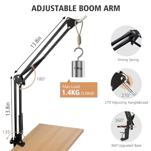 SUNMON Shure SM7dB Boom Arm Mic Stand - Mic Boom Arm with Foam Mic Cover Compatible with Shure SM7dB, Adjustable Microphone Arm with Cable Sleeve By SUNMON - Image 3