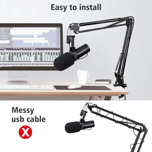SUNMON Shure SM7dB Boom Arm Mic Stand - Mic Boom Arm with Foam Mic Cover Compatible with Shure SM7dB, Adjustable Microphone Arm with Cable Sleeve By SUNMON - Image 2