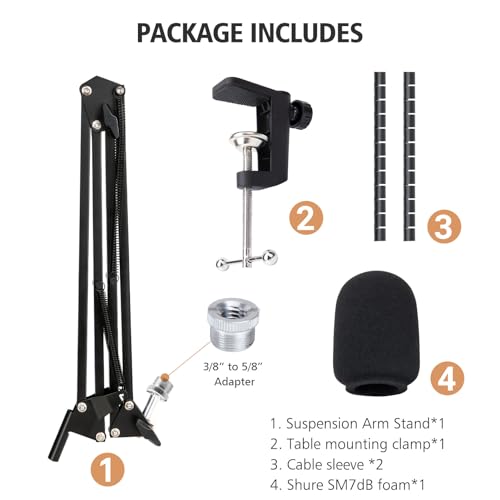 SUNMON Shure SM7dB Boom Arm Mic Stand - Mic Boom Arm with Foam Mic Cover Compatible with Shure SM7dB, Adjustable Microphone Arm with Cable Sleeve By SUNMON - Image 5