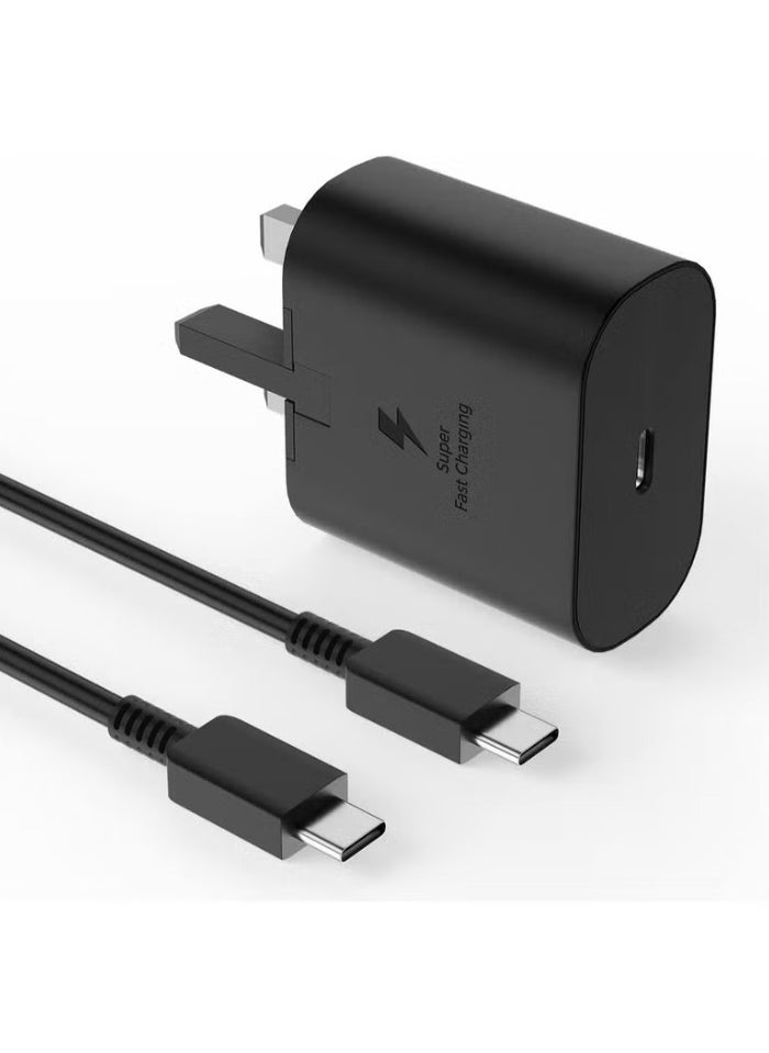Generic 25W Charger Type C Fast for  Galaxy S24, S23, S22, S22 Ultra, S22+, S21, S20, A15, A25, A35, A55 5G, A05, A54, A53, A34, A32 TAB,USB C Super Fast Charger Adapter with 1.5m USB C Charging Cable  - Image 1