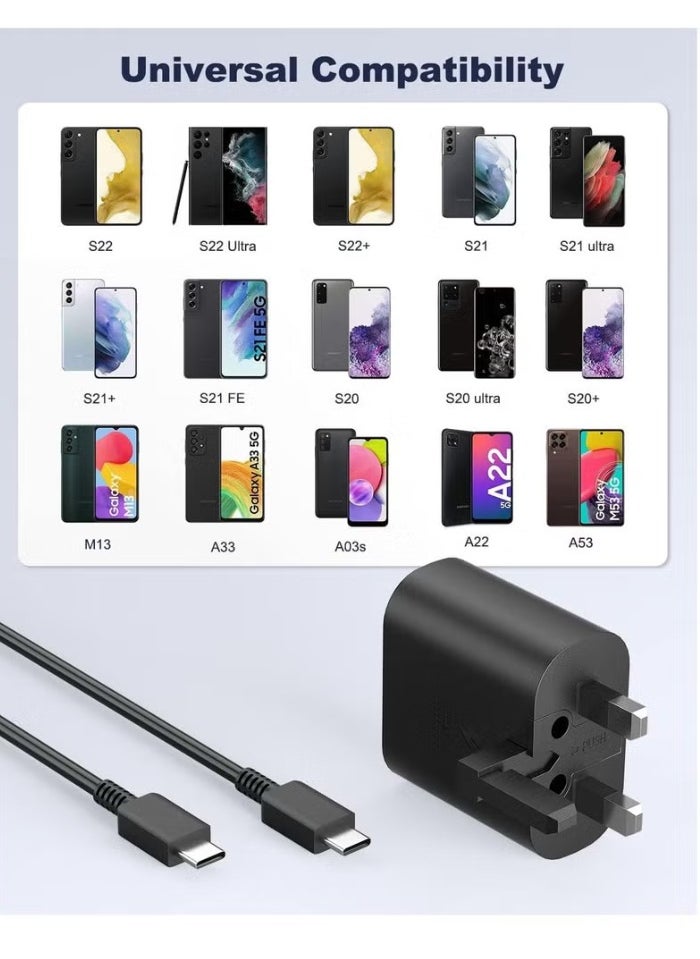 Generic 25W Charger Type C Fast for  Galaxy S24, S23, S22, S22 Ultra, S22+, S21, S20, A15, A25, A35, A55 5G, A05, A54, A53, A34, A32 TAB,USB C Super Fast Charger Adapter with 1.5m USB C Charging Cable  - Image 2