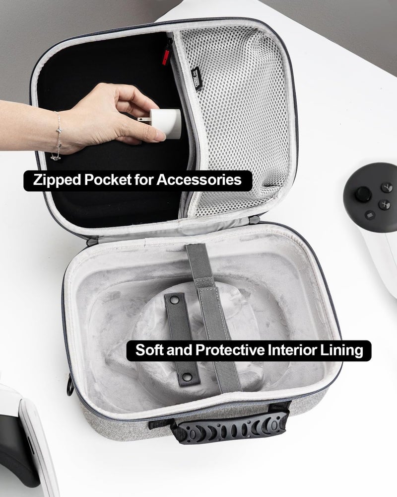 Nargos Carrying Case for Meta Quest 3/ 3S, Travel Bag Compatible with BOBOVR S3 Pro Head Strap, Controllers and Other Accessories, Hard Shell Case and Superior Protection for Oculus Quest 3 (Grey, XL) - Image 5