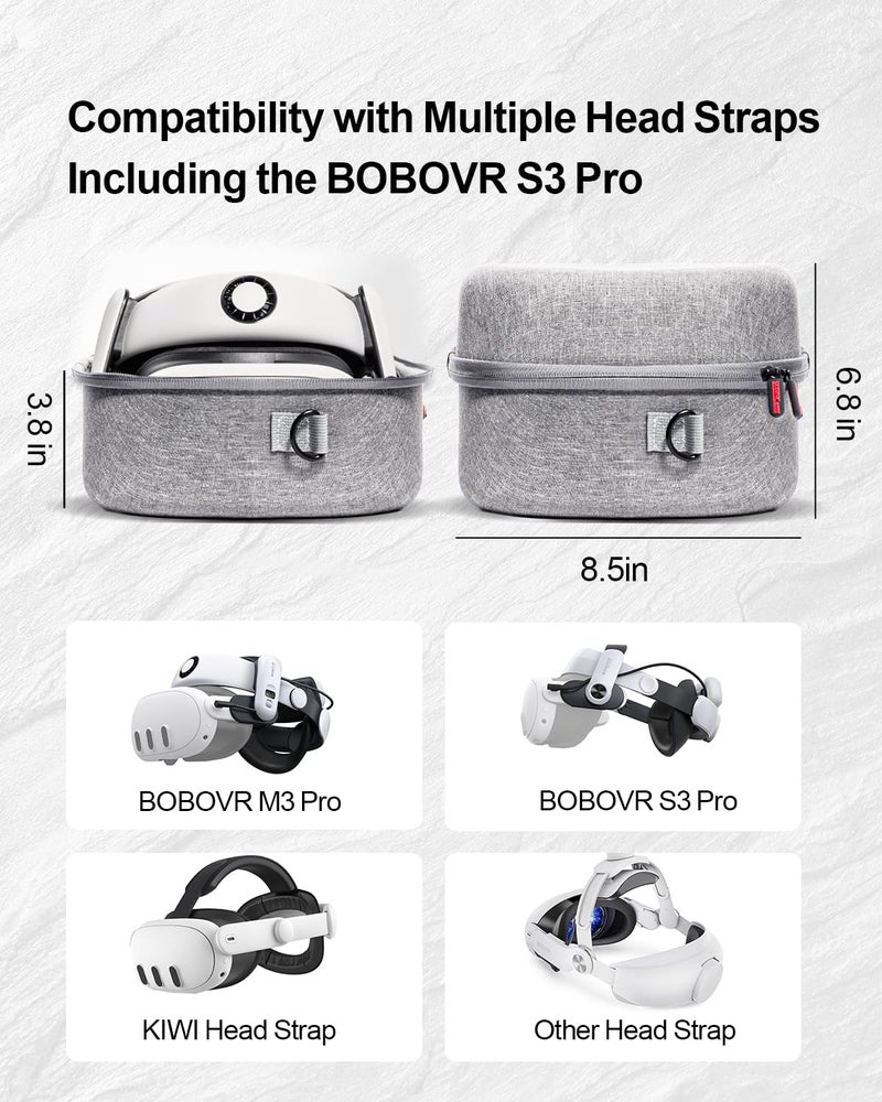 Nargos Carrying Case for Meta Quest 3/ 3S, Travel Bag Compatible with BOBOVR S3 Pro Head Strap, Controllers and Other Accessories, Hard Shell Case and Superior Protection for Oculus Quest 3 (Grey, XL) - Image 2