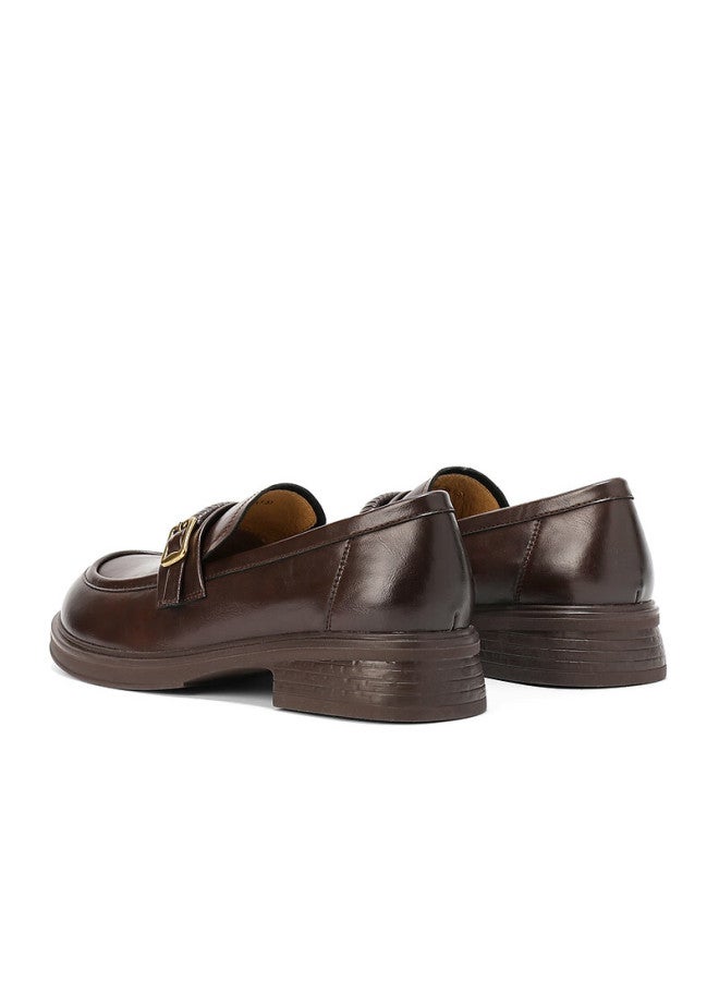 Senda a Women's Loafers Spring Autumn Slip-on Simple Commuter Thick Sole Flats Zth89ca5 Brown Size 39 - Image 2