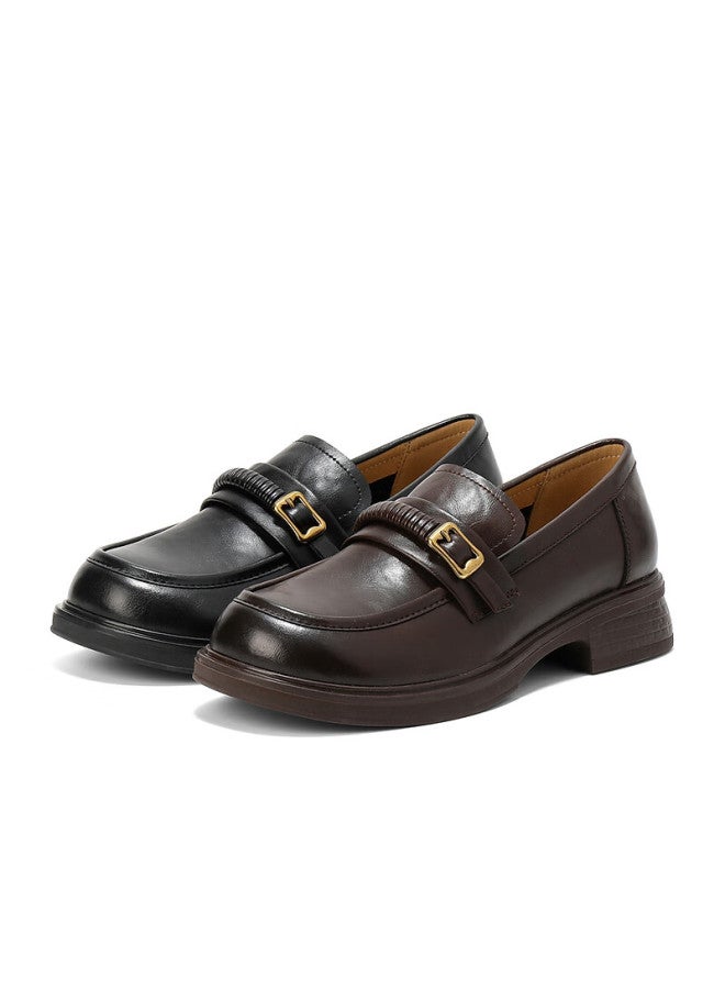 Senda a Women's Loafers Spring Autumn Slip-on Simple Commuter Thick Sole Flats Zth89ca5 Brown Size 39 - Image 3