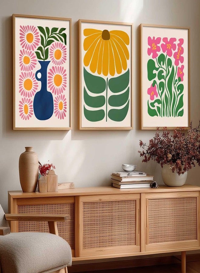 HOTHOUSE Boho Art Home Decoration Painting | Paintings With Frame For Living Room Bed Room Hotel Wall Decor Digital Reprint Set of 3 (13X17 inch) - Image 1