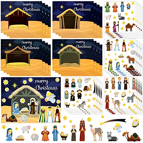 Geosar 36 Sheets Christmas Nativity Stickers Make a Nativity Scene Sticker Funny Jesus Stickers Build Your Own Christmas Crafts for Religious Bible Scene Party Favor Supplies Gifts - Image 1