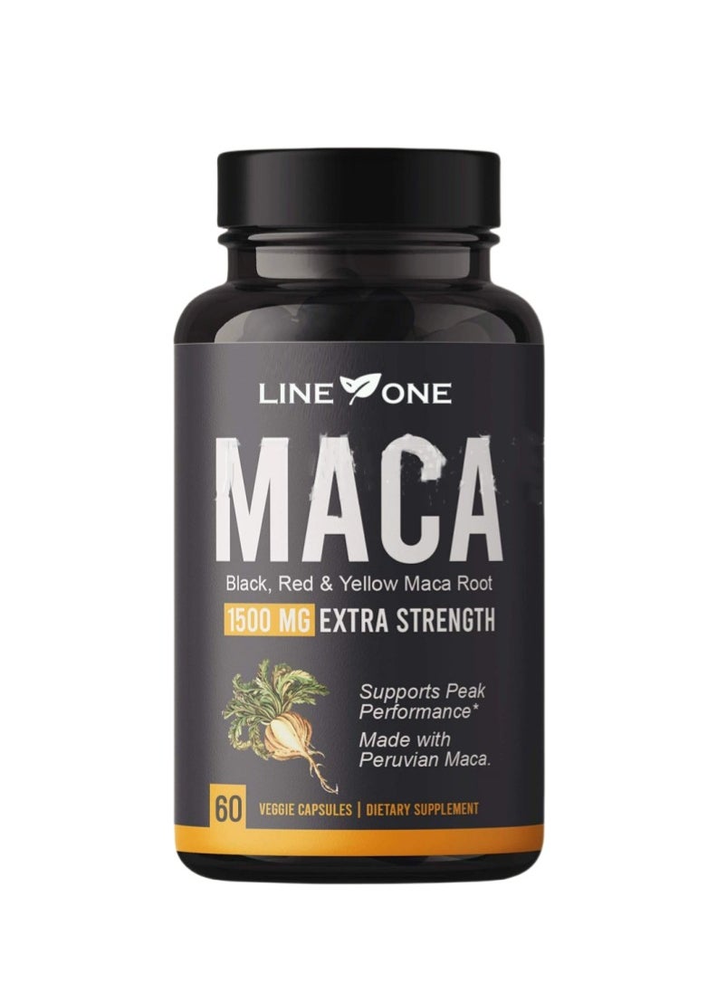 LINE ONE Maca Extra Strength 1500Mg Dietary Supplement 60 Veg Capsules  - Image 1