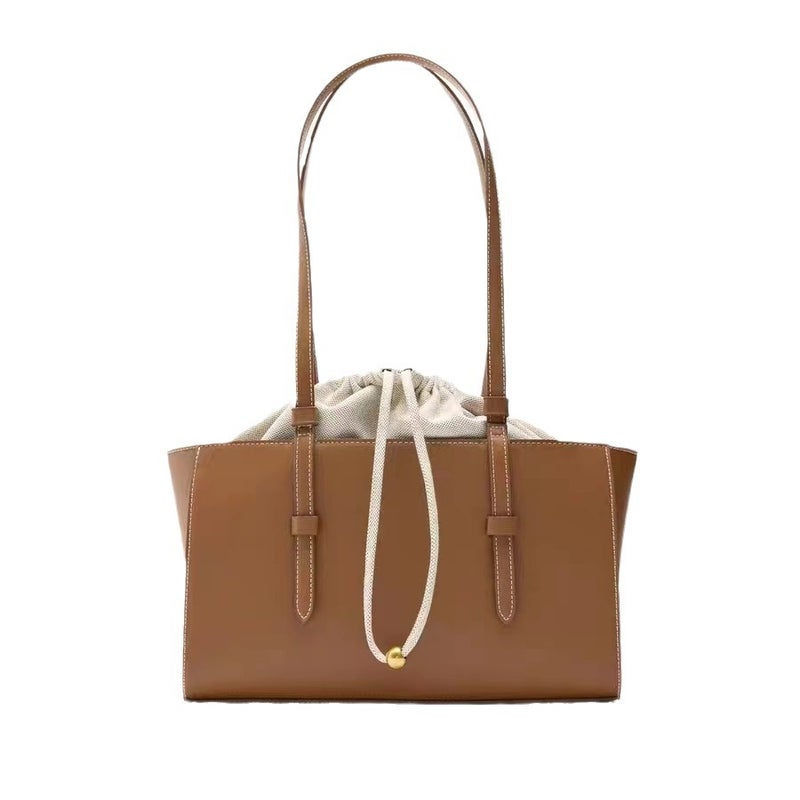 Zara 2026 New Fashion White City Style Drawstring Bucket Bag – Handheld Shoulder Crossbody PU Leather for Women - Image 4