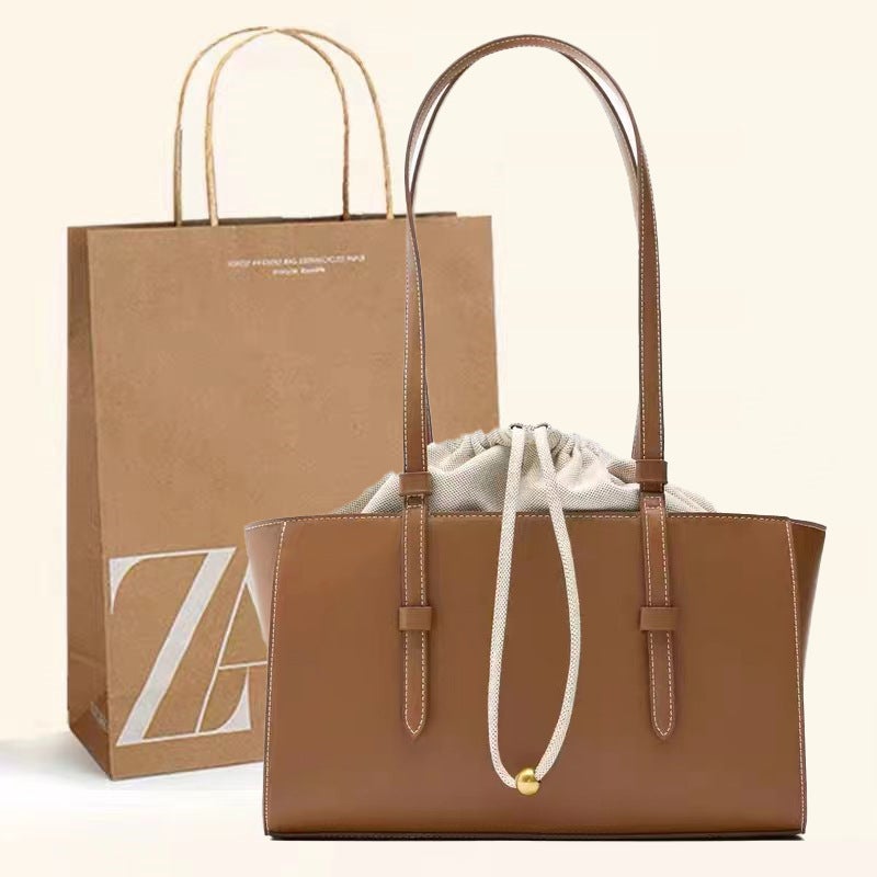 Zara 2026 New Fashion White City Style Drawstring Bucket Bag – Handheld Shoulder Crossbody PU Leather for Women - Image 5