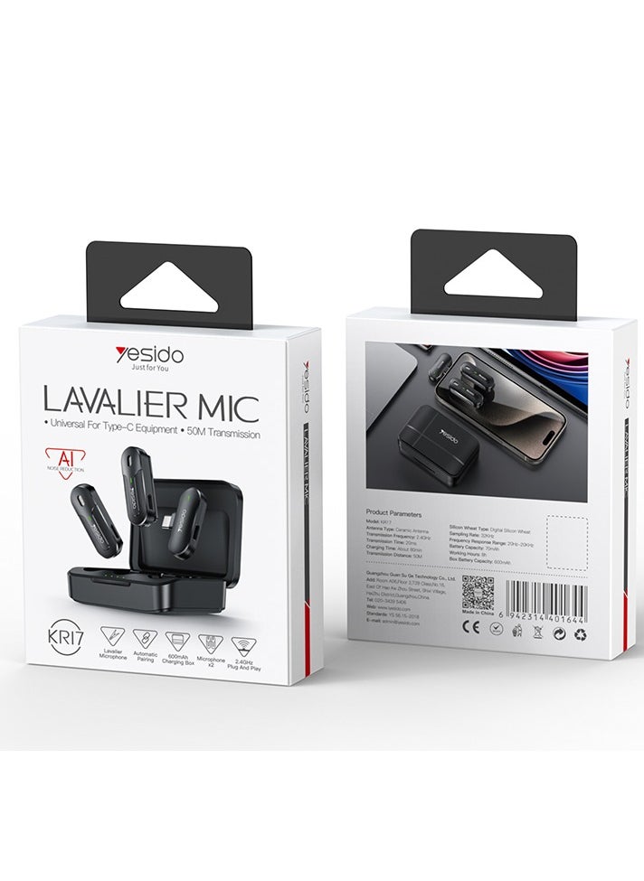 Yesido KR17 2 in 1 Type-C Wireless Microphone with Charging Box  - Image 5