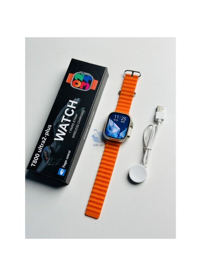 Ultra - Smart Watch T800 ULTRA 2 Plus Bluetooth Calling Health Monitoring Orange - Image 1