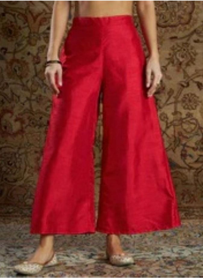 SASSAFRAS - Navy Geometric Brocade Kurta With Red Palazzo Pants - Image 1