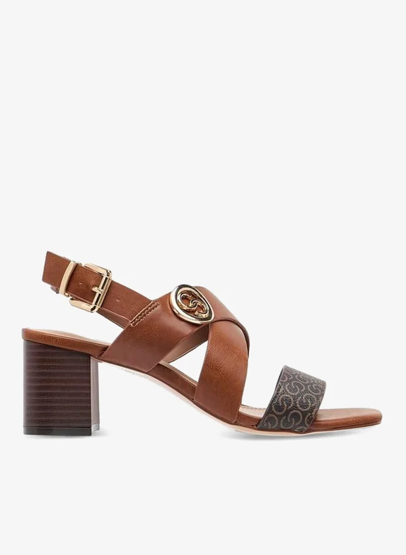 Celeste Women's Monogram Print Sandals with Block Heels