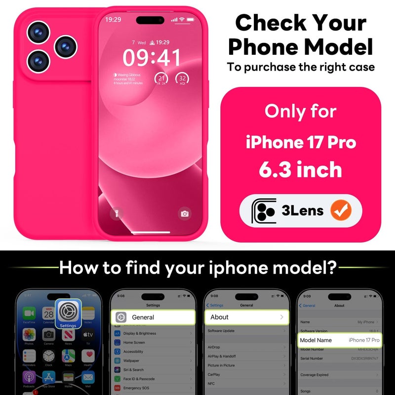 Vooii Magnetic for iPhone 17 Pro Case, Compatible with Magsafe (Premium Liquid Silicone) (Integrated Camera Control Button) Full Body Protective Anti-Scratch Microfiber Lining 6.3", Hot Pink - Image 2