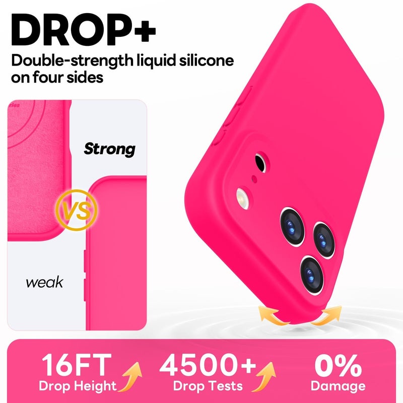 Vooii Magnetic for iPhone 17 Pro Case, Compatible with Magsafe (Premium Liquid Silicone) (Integrated Camera Control Button) Full Body Protective Anti-Scratch Microfiber Lining 6.3", Hot Pink - Image 4