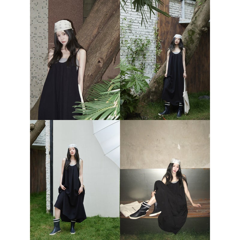 Relaxed Two-Piece Dress Set with U-Neck A-Line Slip Dress and Camisole - Image 4