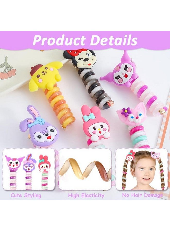 Elina Telephone Wire Hair Band for Kids Cartoon Spiral Hair Ties Cute Kids Baby Head Accessories for Girls Spring Rubber Bands for Braids Ponytail Maker(Pack of 2)(Multi Color) - Image 3