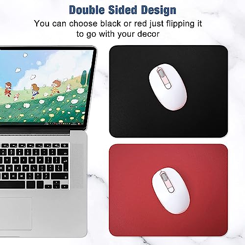 Dyazo Vegan PU Leather Mouse Pad Reversible, Anti-Slip Waterproof Mouse Mat for Office Home Gaming Laptop Men Women Kid,Black & Red Size Small 9.8 X 8.5 Inch - Image 2