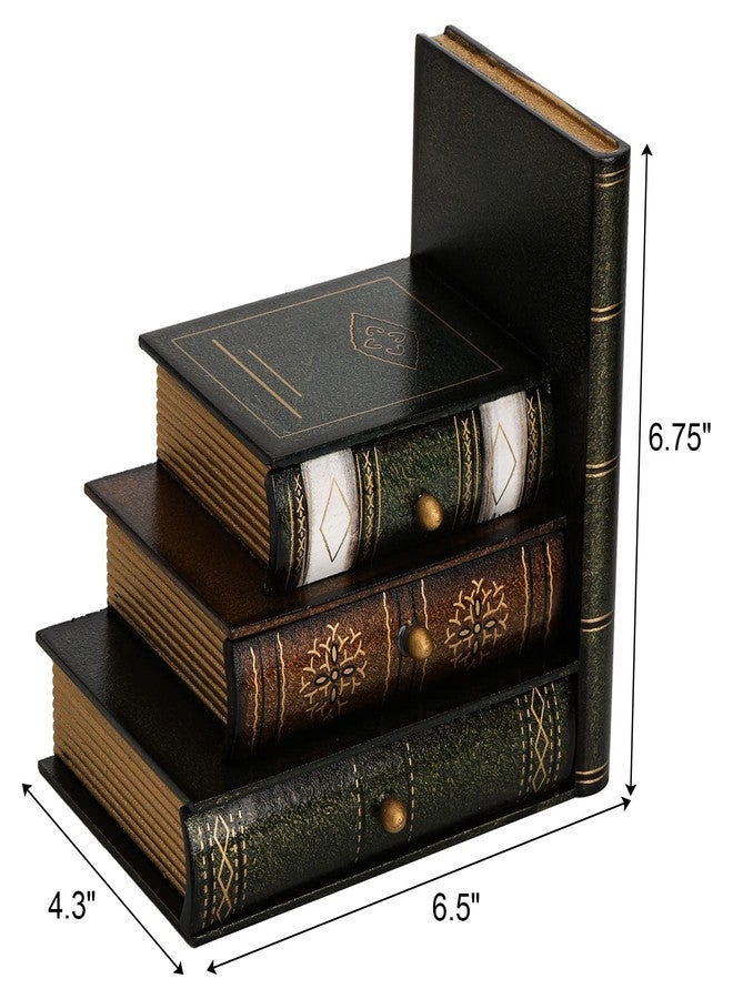 Fasmov Wood Bookends with Desktop Organizer Drawer Units, Decorative Bookends for Shelves, Office Desk Book Holder Stand, 1-Pair - Image 2