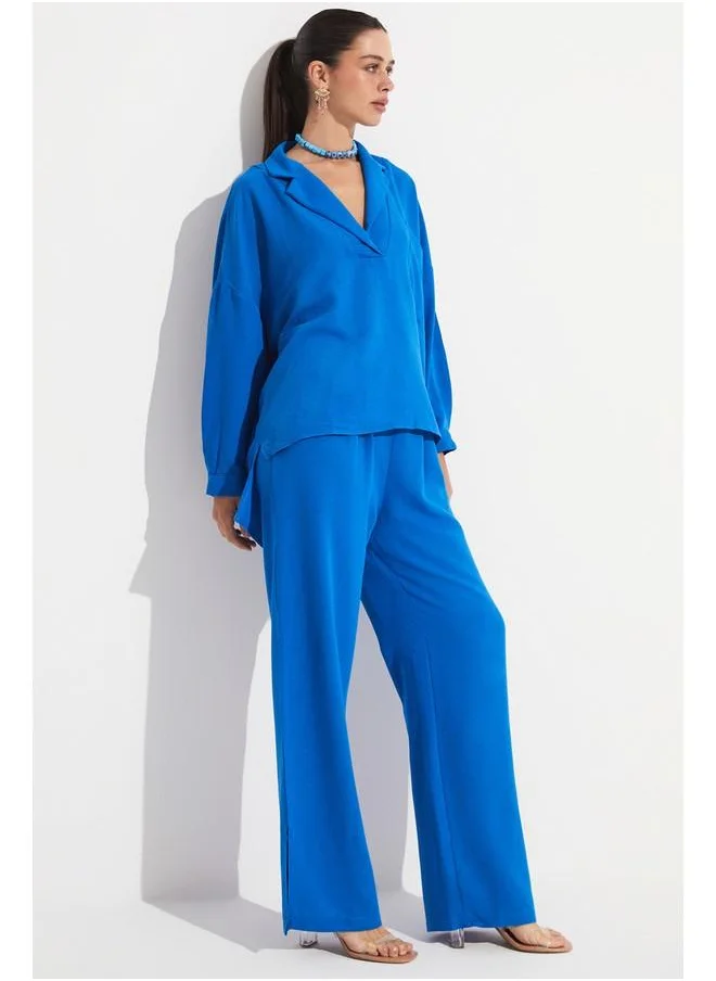 جون June Shirt & Trousers Set Blue