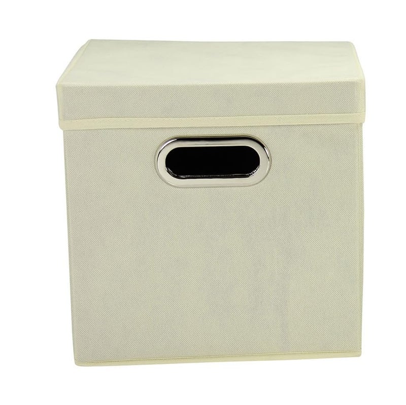 Household Essentials 39-1 Decorative Storage Cube Set with Removable Lids | Natural | 2-Pack - Image 4